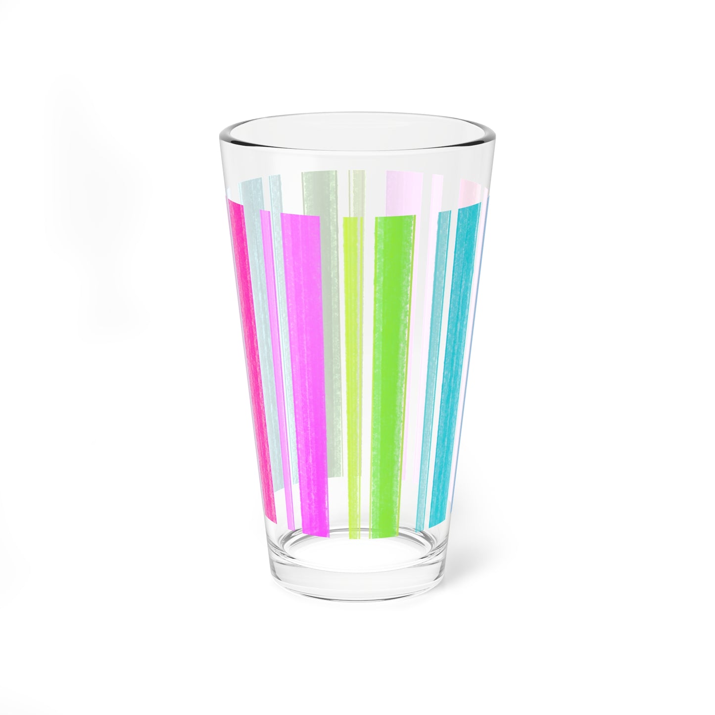 Mixing Glass, 16oz Pink & Green & Aqua Watercolor Stripes