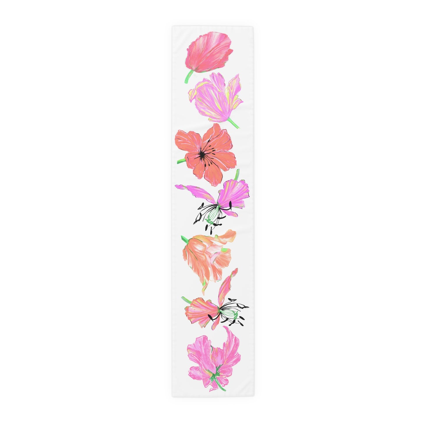 Tulip Love Table Runner 16" x 72" Cotton Creamy White OR Polyester Brighter White