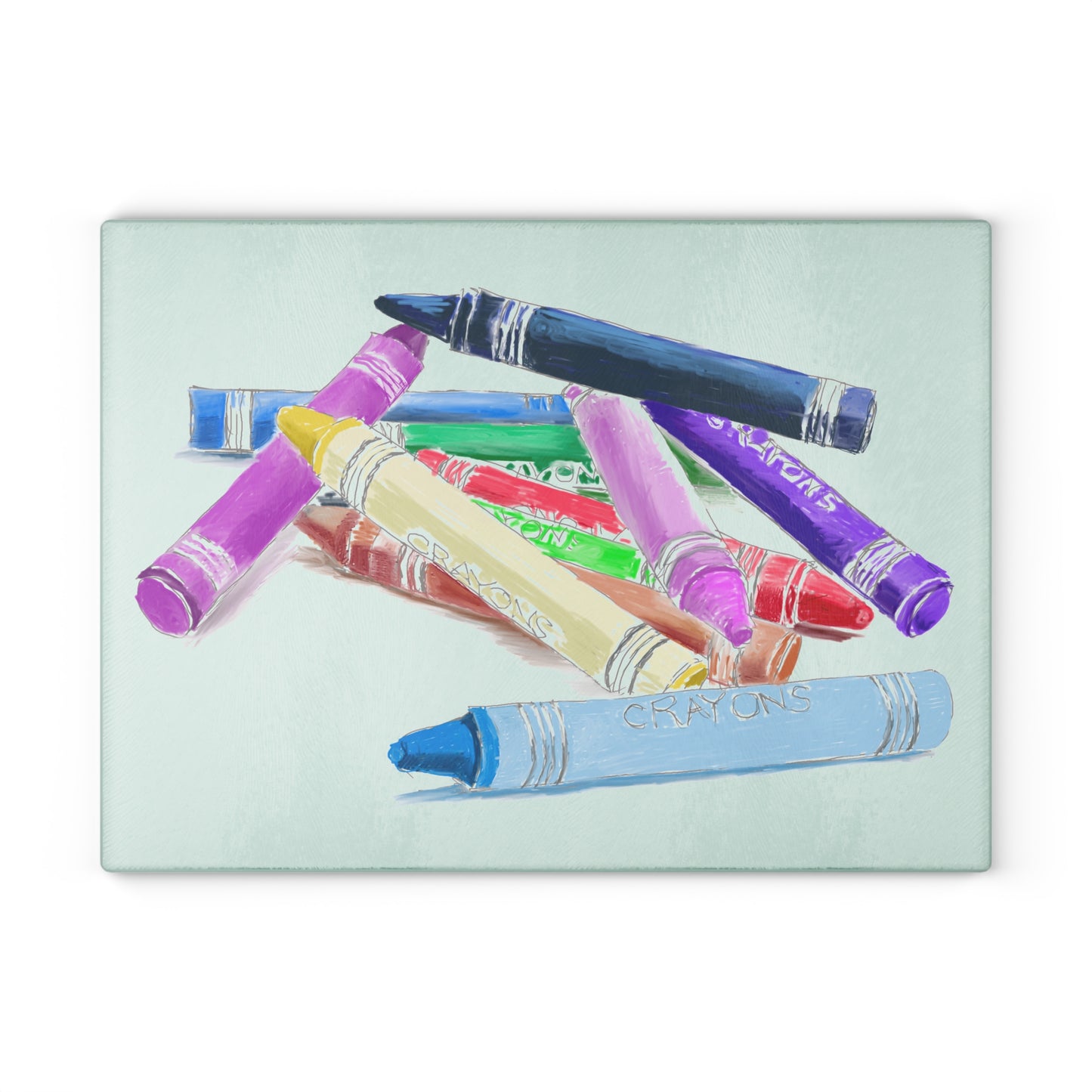 Glass Cutting Board. Crayon Cut-Up