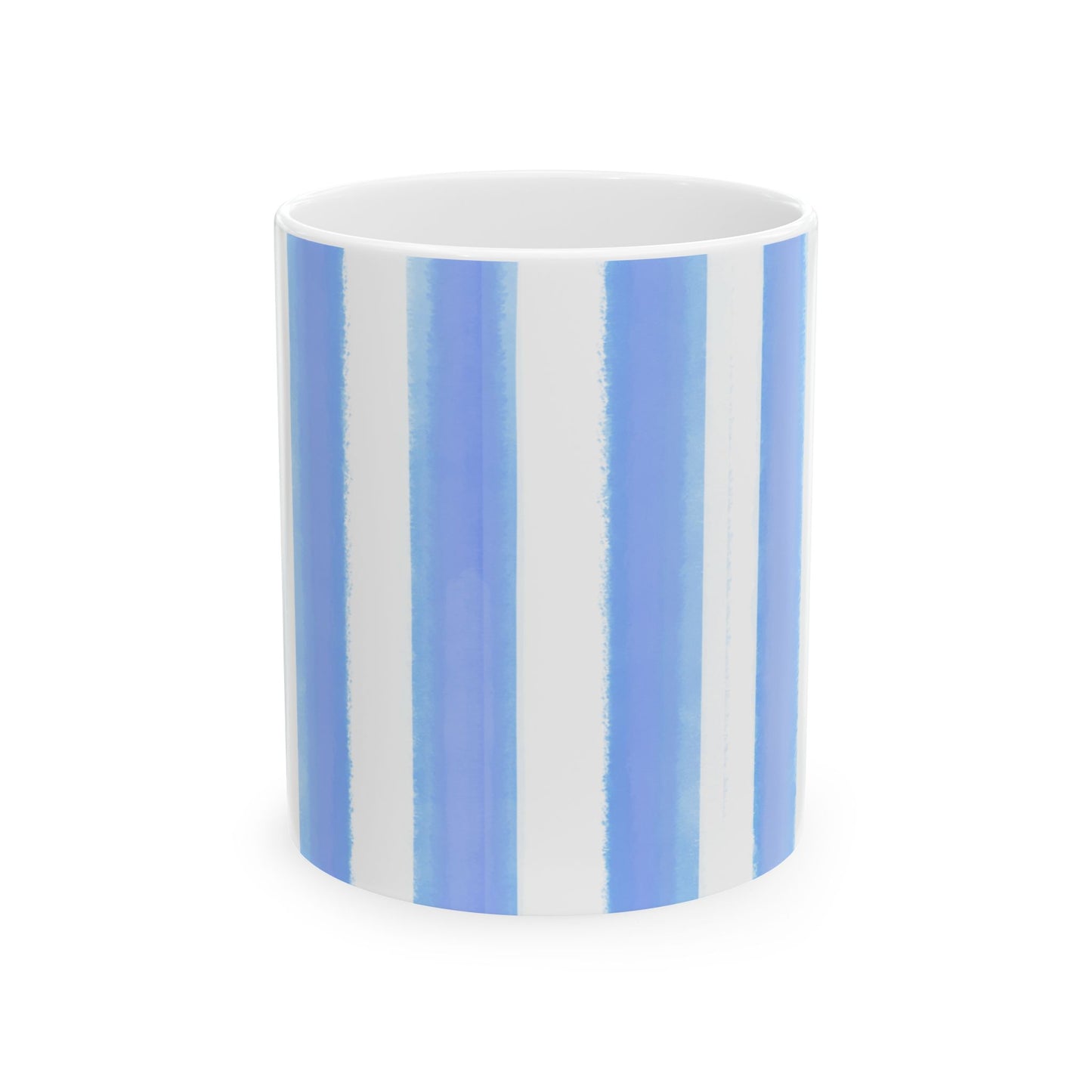 Watercolor Stripe Ceramic Mug in Periwinkle, 11oz