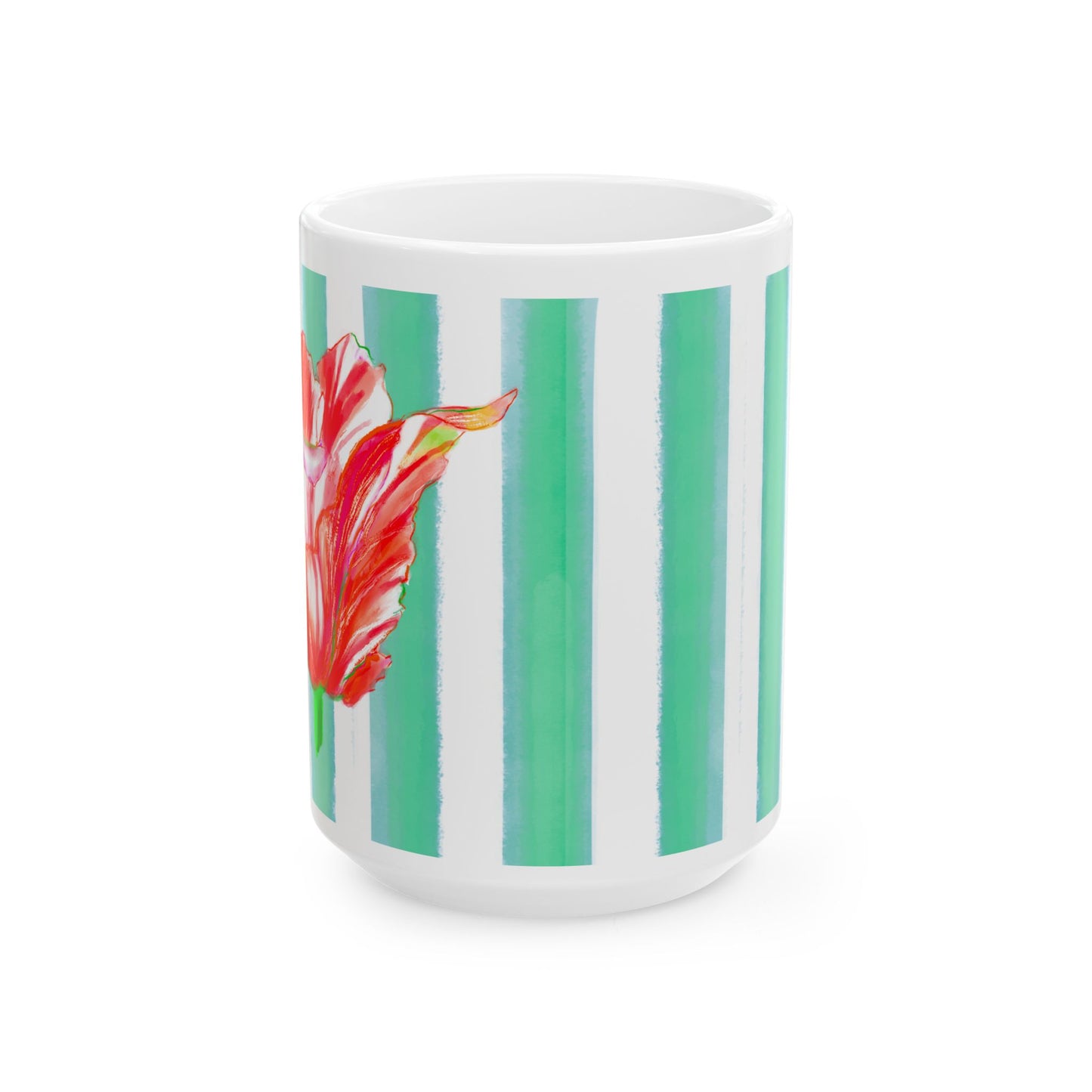 Dancing Tulips Mug Teal Orange