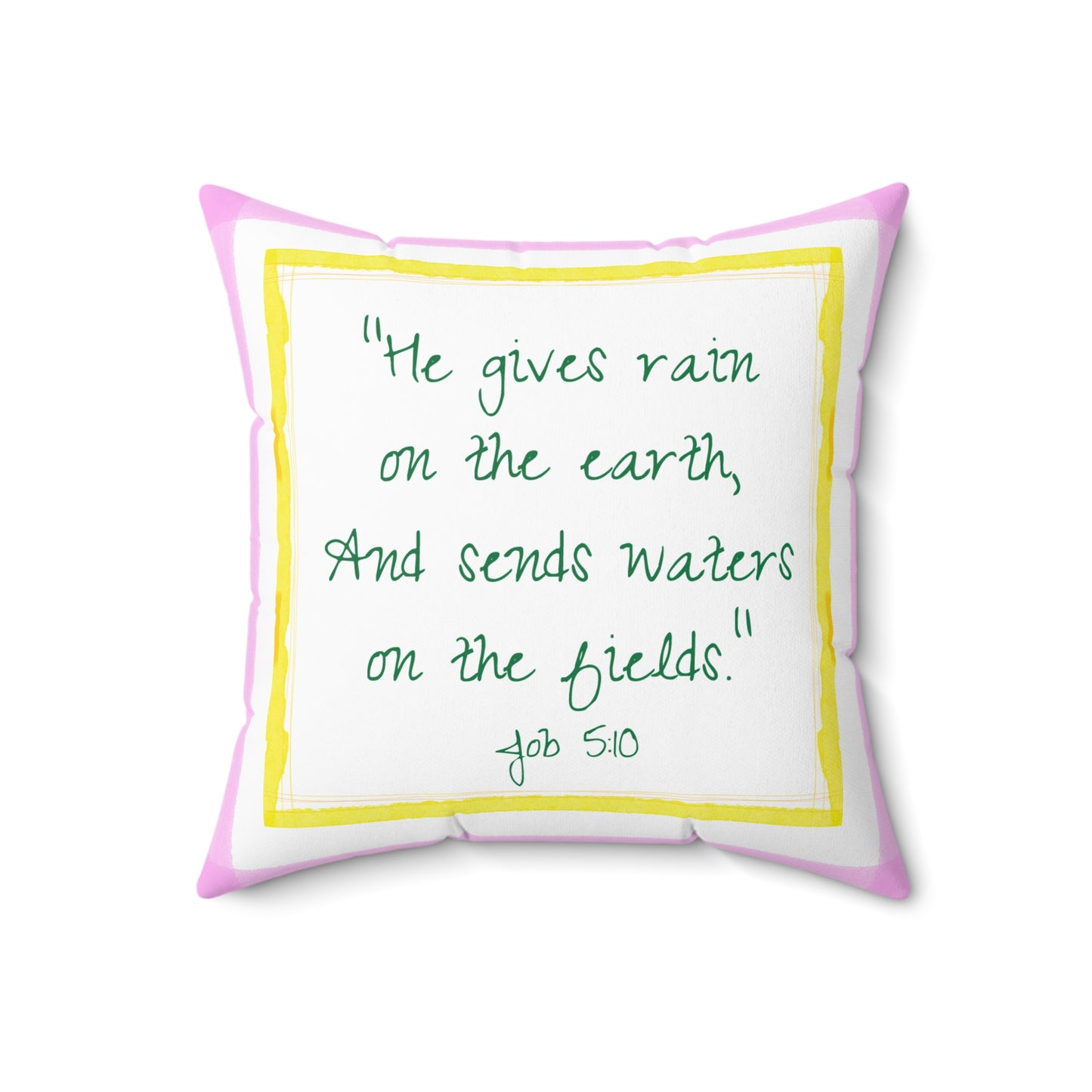 Kitty Fun Polyester Square Pillow "He give rain..."
