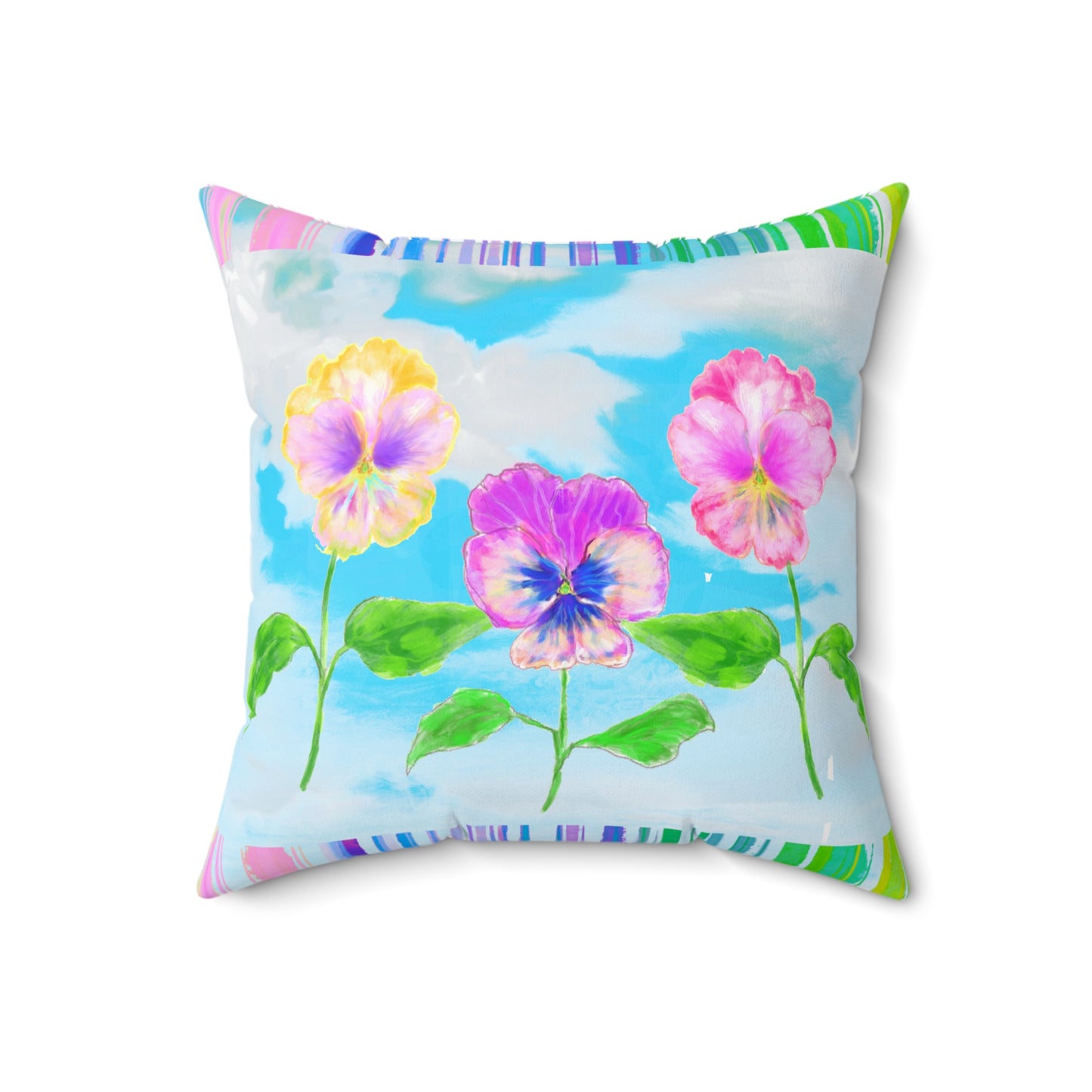 Flower Fun Pansy Polyester Square Pillow