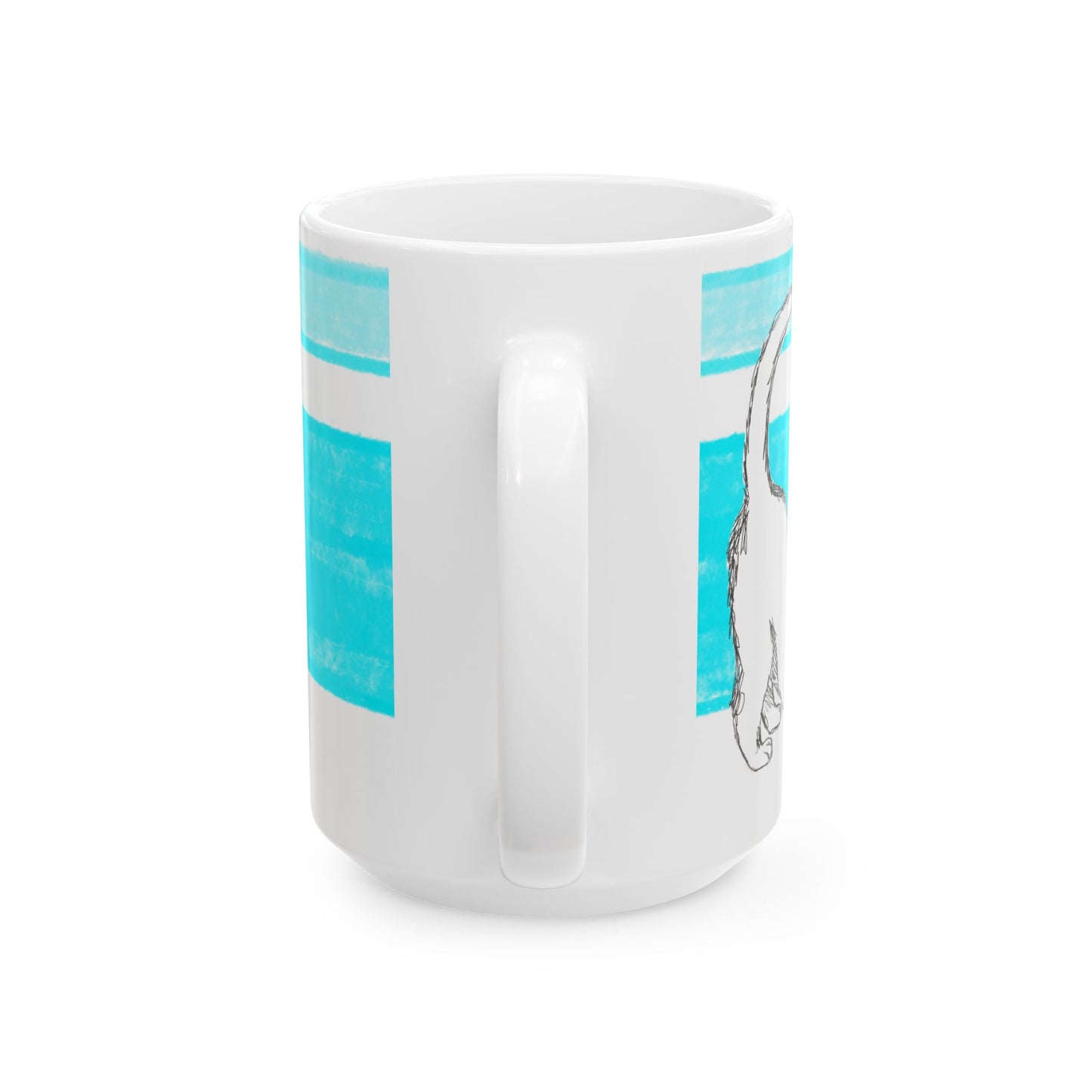 Mega Stripe Kitty Butterfly Flutter Ceramic Mug Aqua