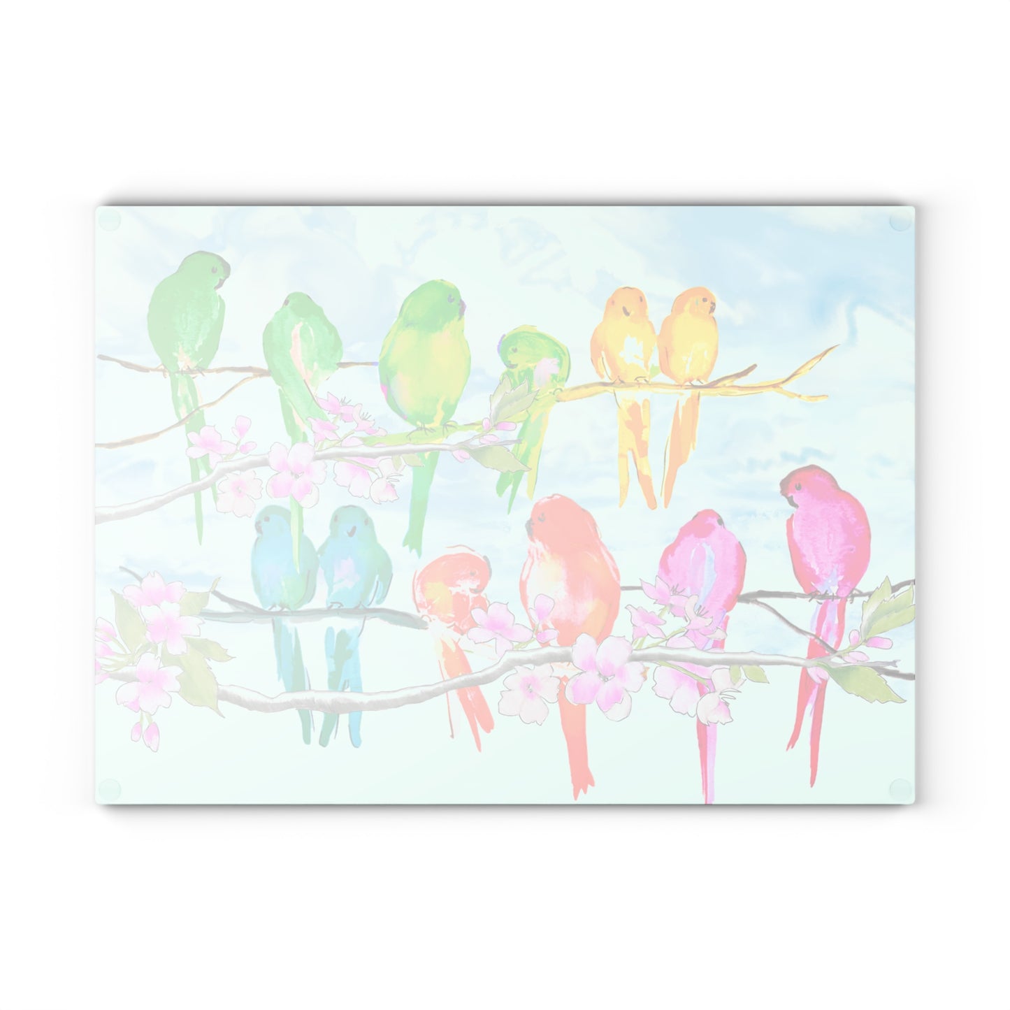 Glass Cutting Boards Birds on a Cherry Branch