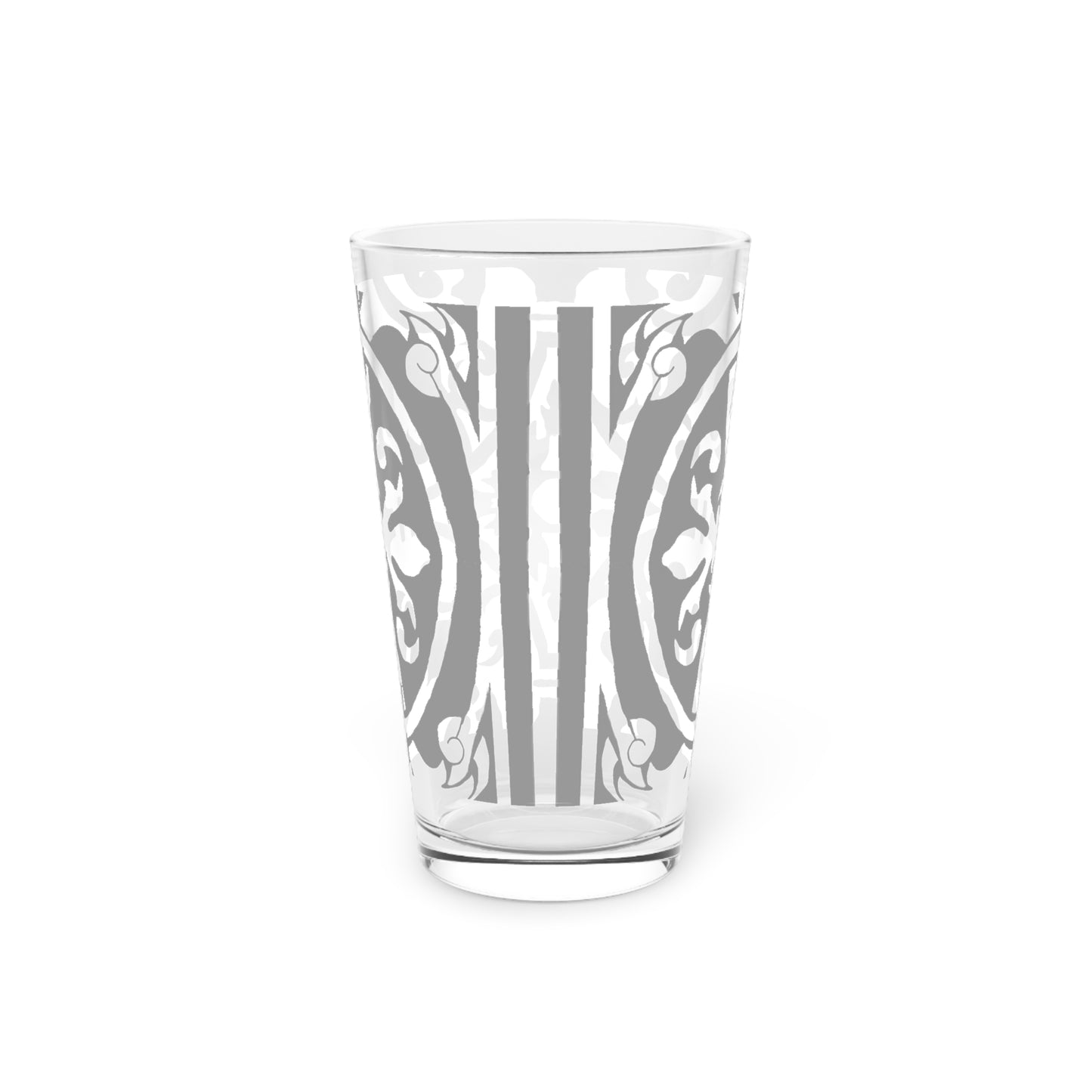 Scrollwork Pint Glass Gray