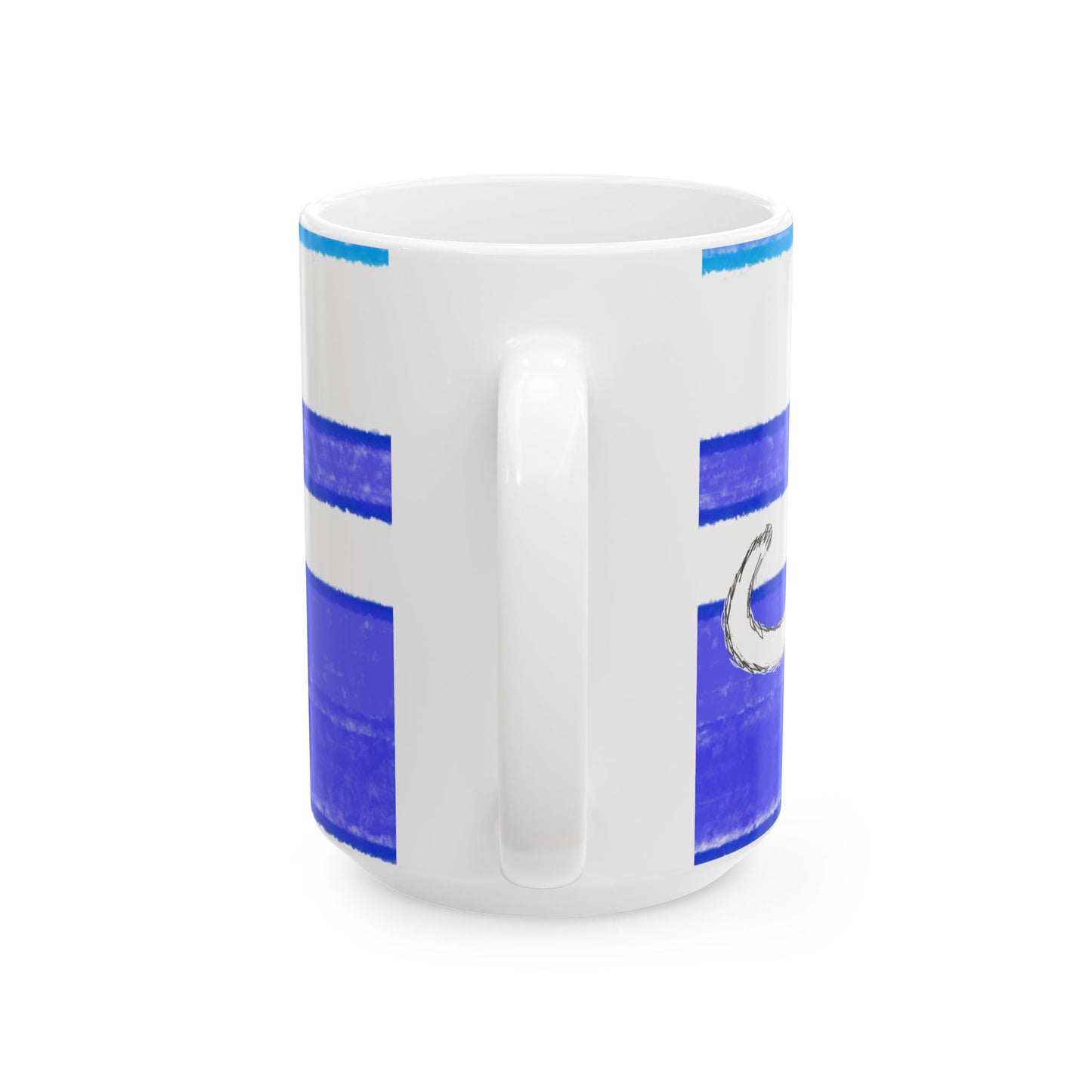 Mega Stripe Kitty Butterfly Flutter Ceramic Mug Ultramarine