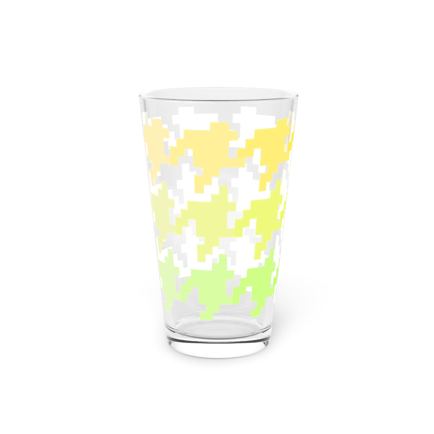 Houndstooth Fun in Yellow Pint Glass, 16oz