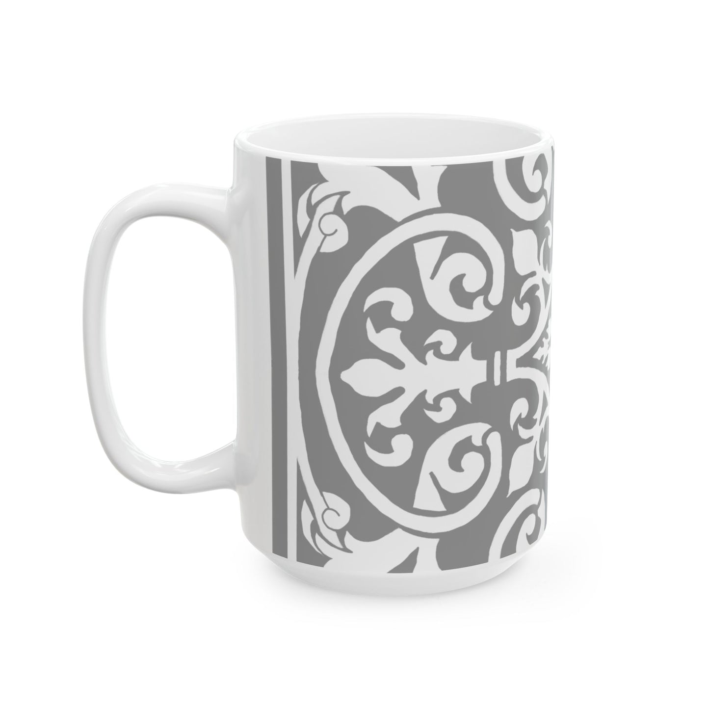 Scrollwork Ceramic Mug Gray