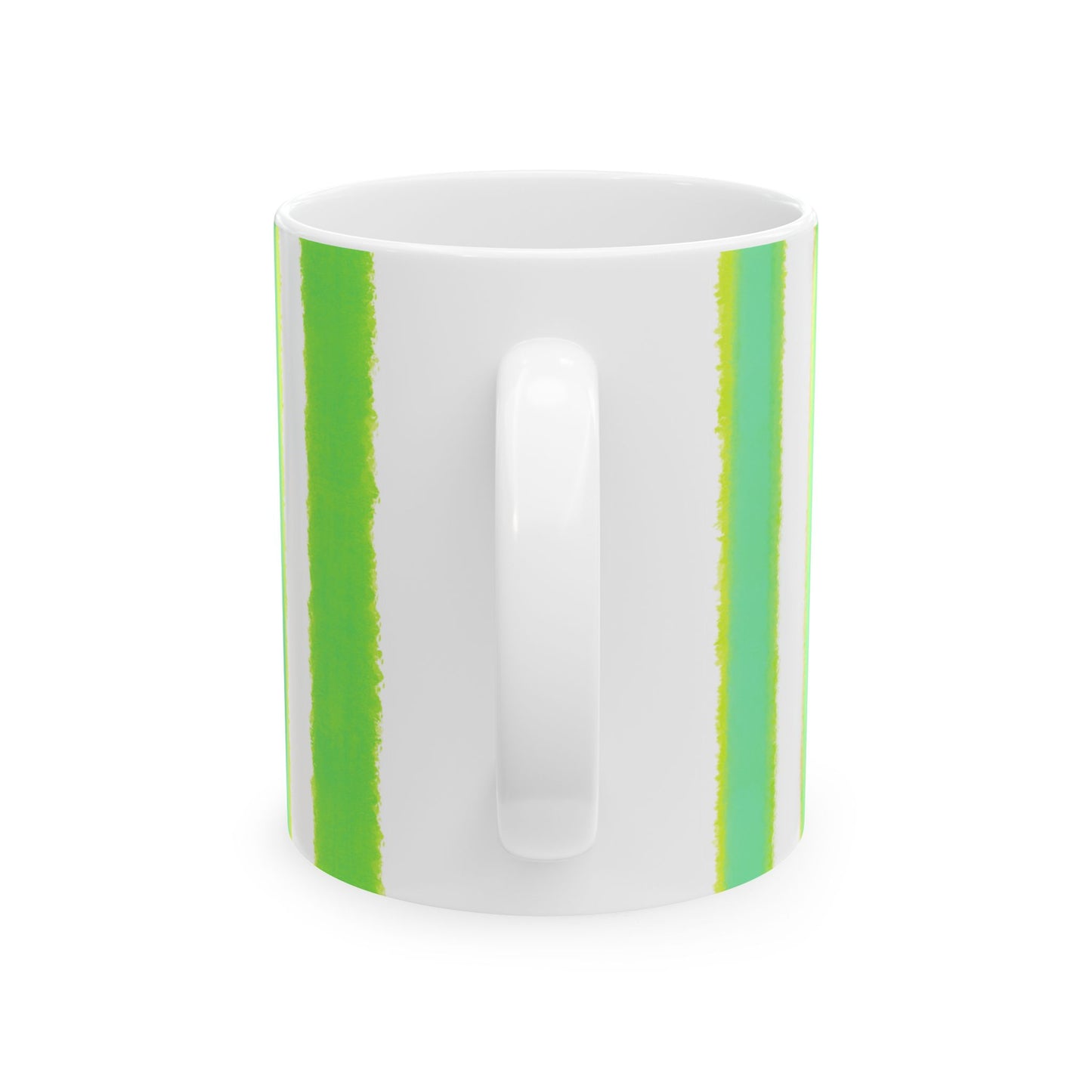 Watercolor Stripe Ceramic Mug in Dark Green (11oz)