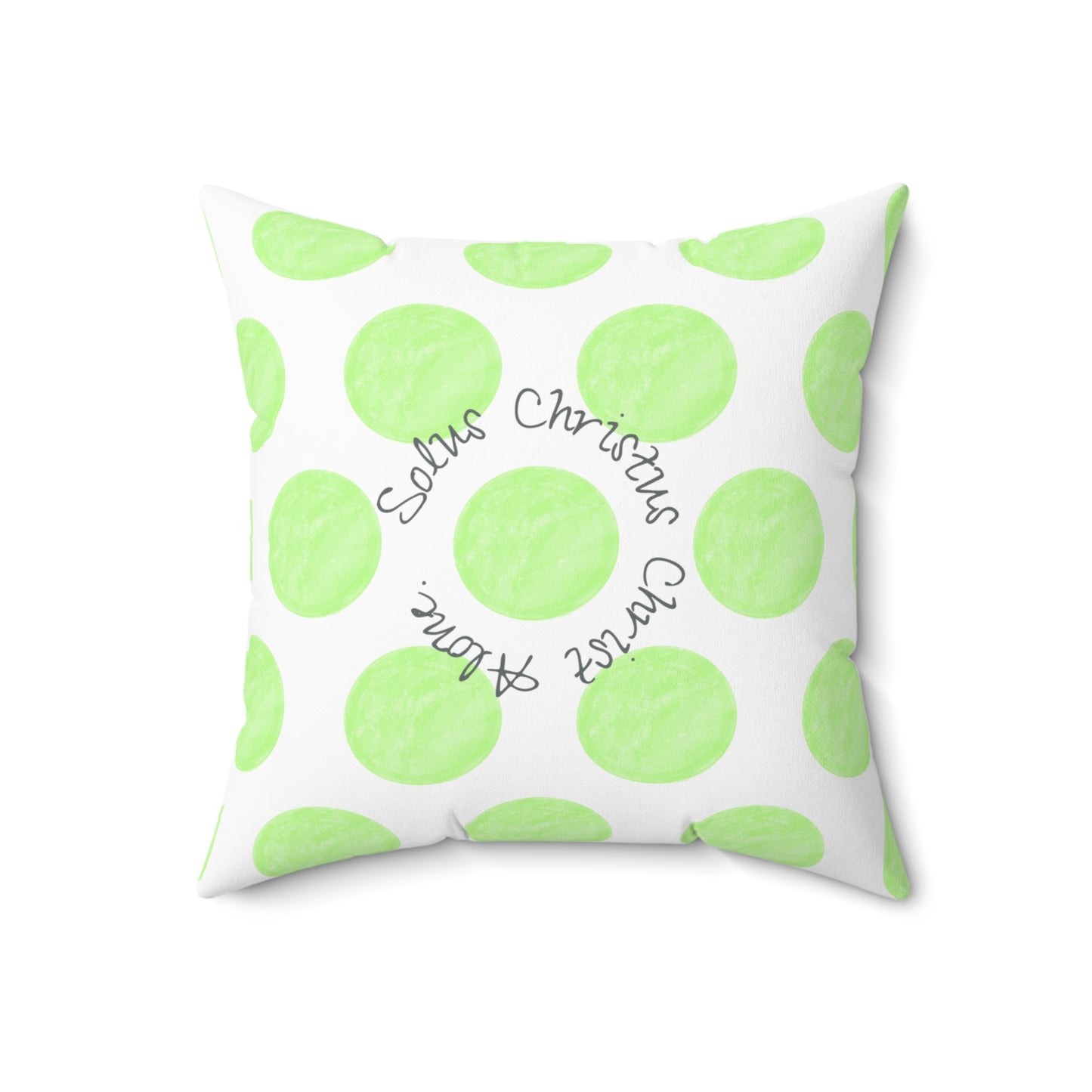 Polka Dot Joy Polyester Square Pillow "Solus Christus…”