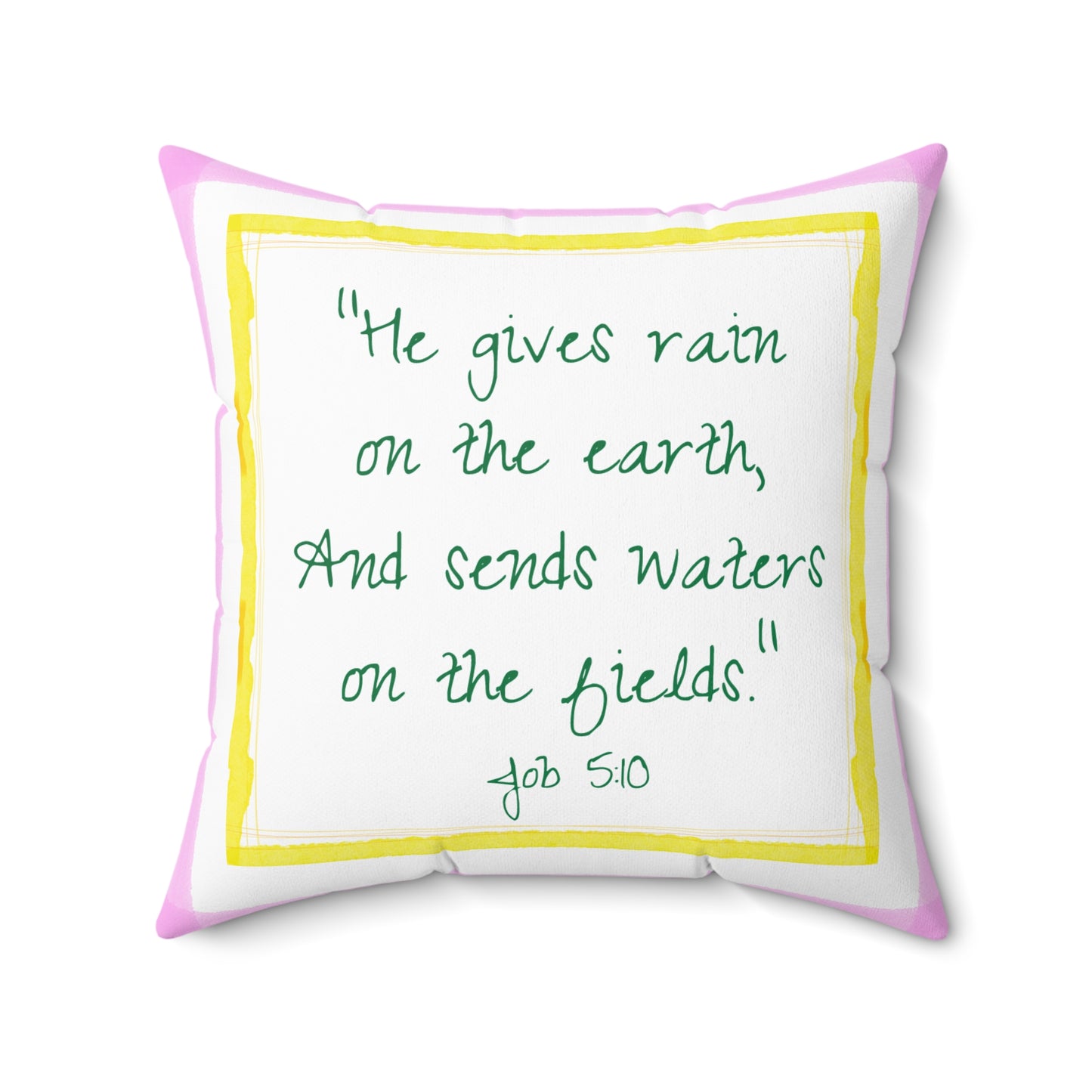 Kitty Fun Polyester Square Pillow "He give rain..."