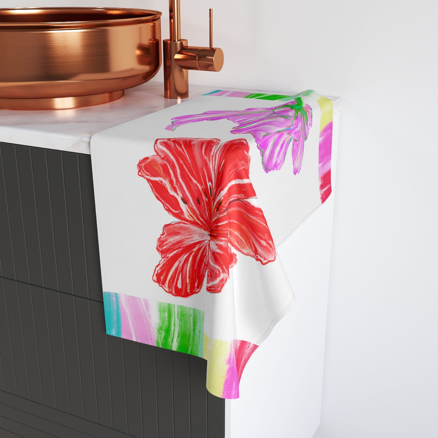 Dancing Tulips Hand Towel Red Lilac