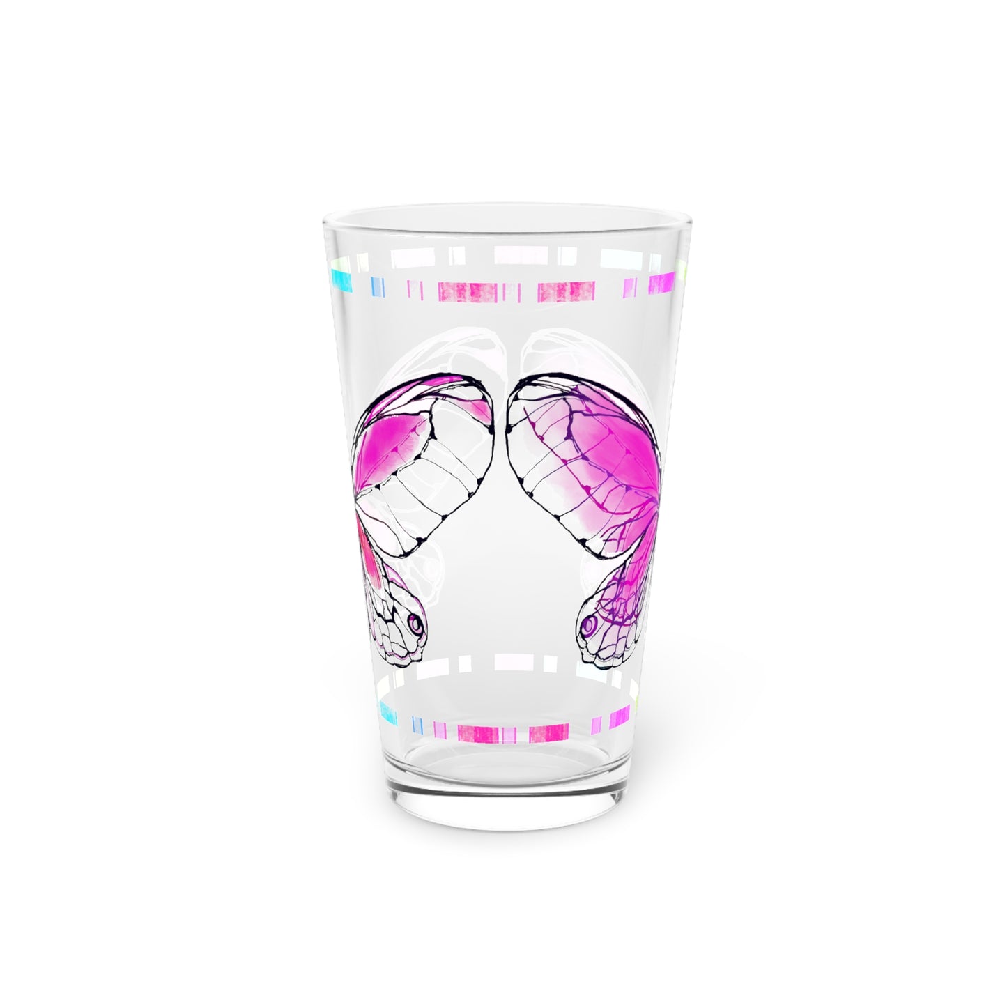 Butterfly Flutterstripe Pint Glass In Violet, 16oz