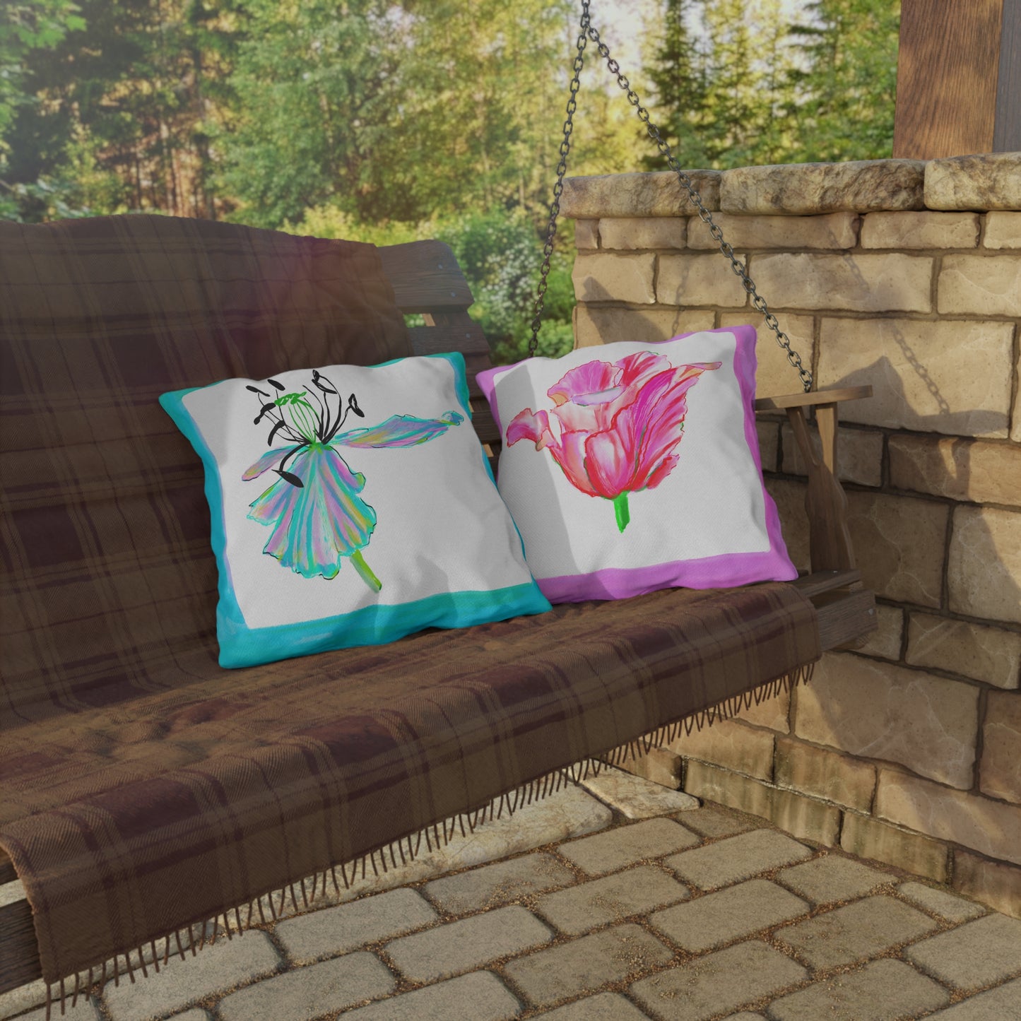 Vibrant Tulips Outdoor Pillows