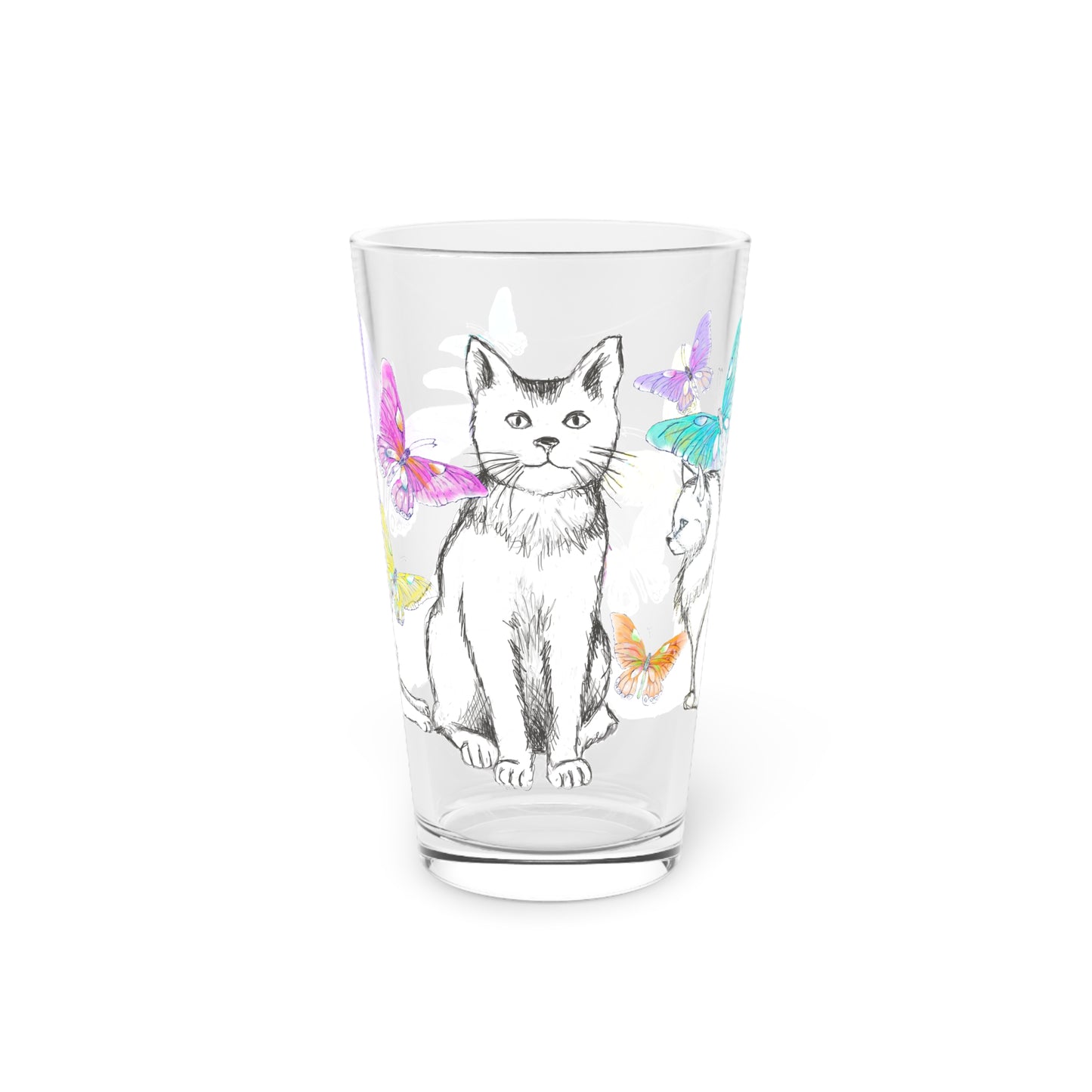 Kitty Flutter Pint Glass, 16oz