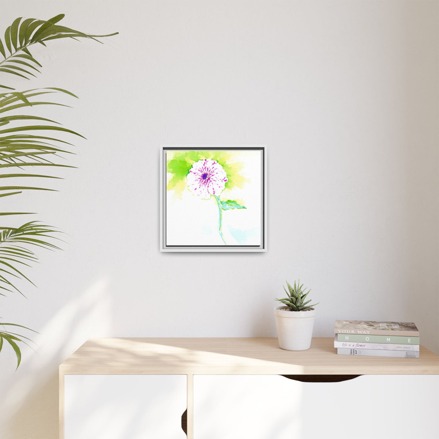 Zinnia Color Splash Matte Canvas Yellow Framed