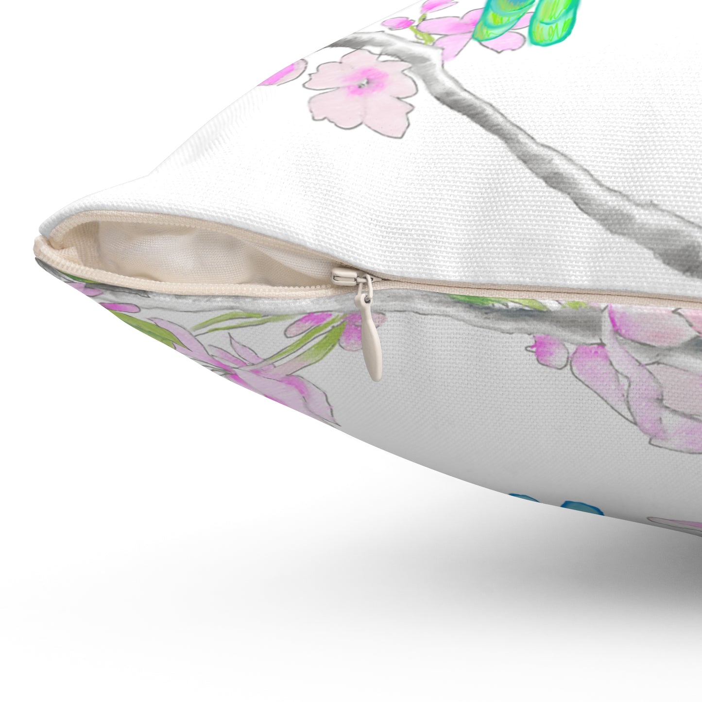 Cherry Chirp Spun Polyester Square Pillow, Multi-color Birds