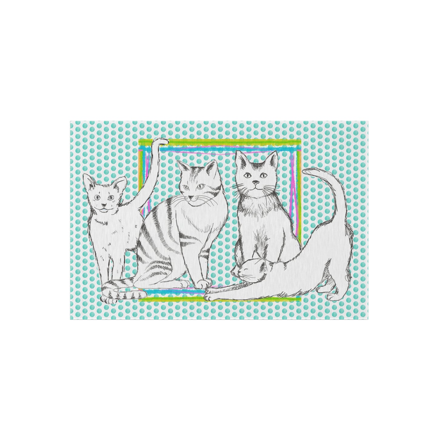 Kitty Fun indoor/Outdoor Rug aqua