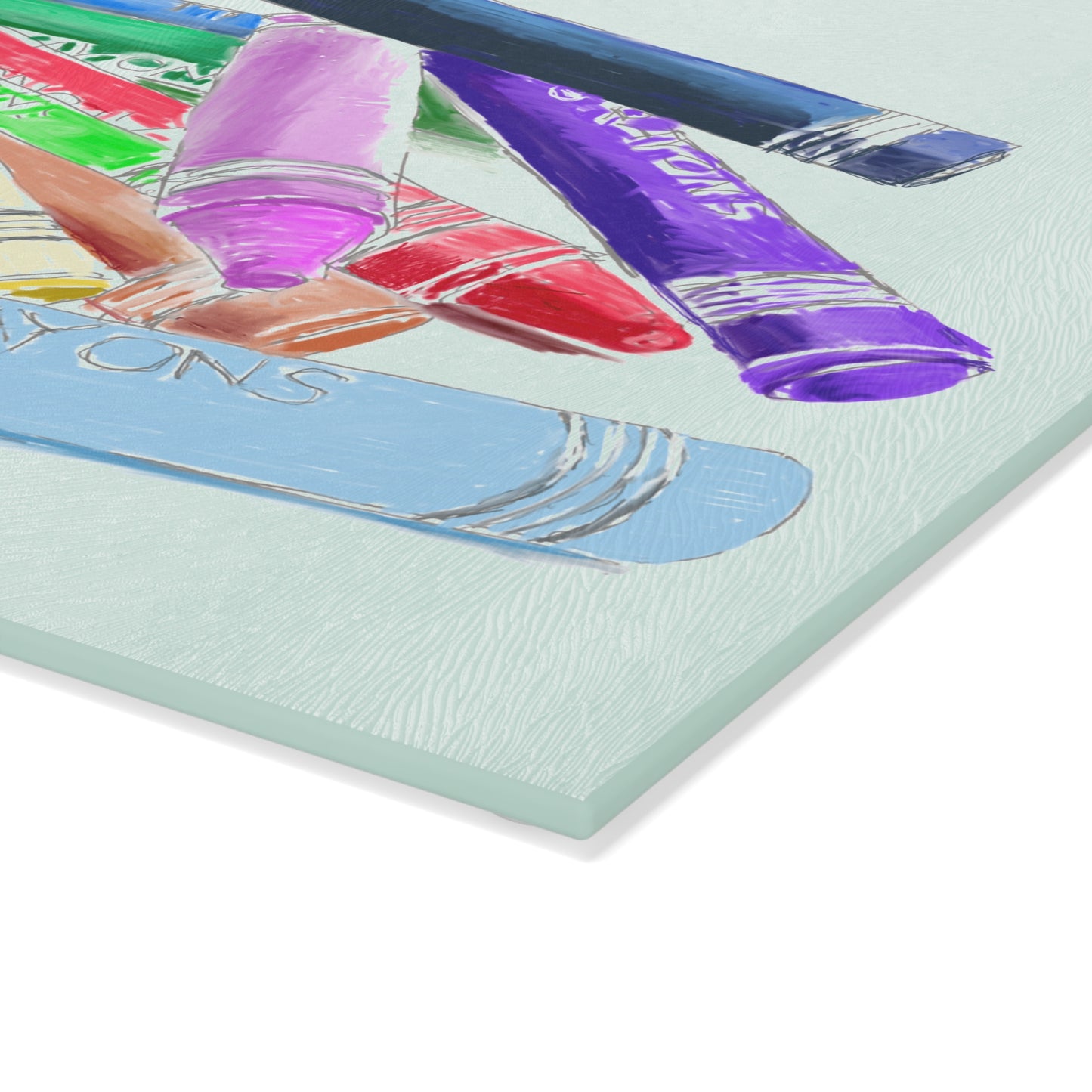 Glass Cutting Board. Crayon Cut-Up