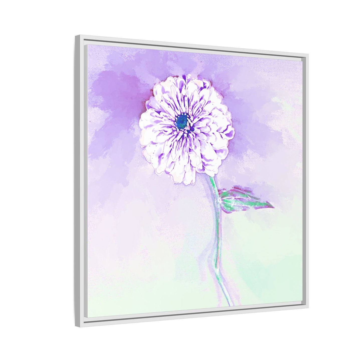 Zinnia Color Splash Matte Canvas Lilac Framed