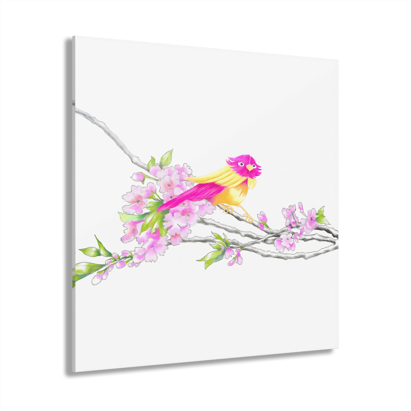 Jolly Birds Acrylic Prints (French Cleat Hanging) raspberry