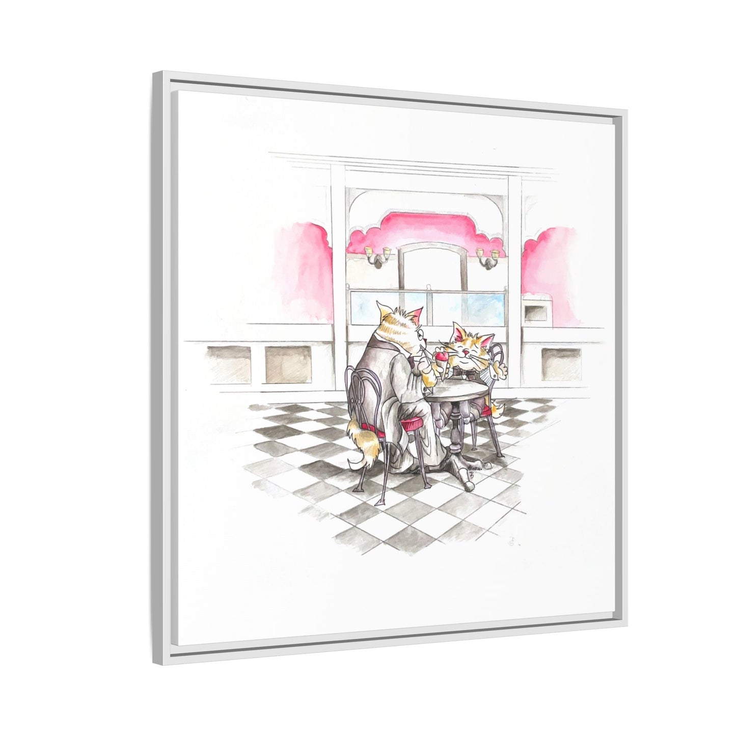Kitty Fun Matte Canvas Framed