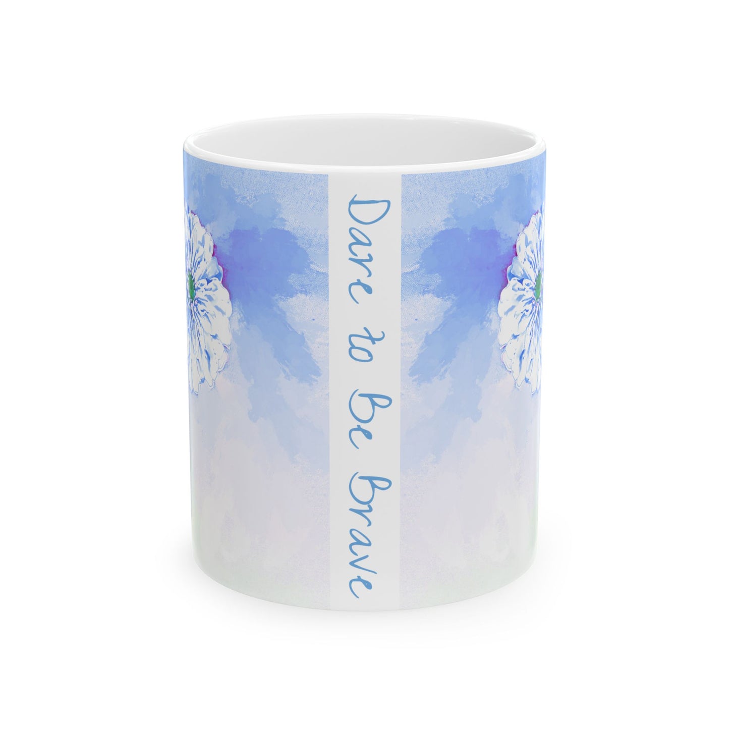 Zinnia Color Splash Mug Blue “Dare to Be Brave”