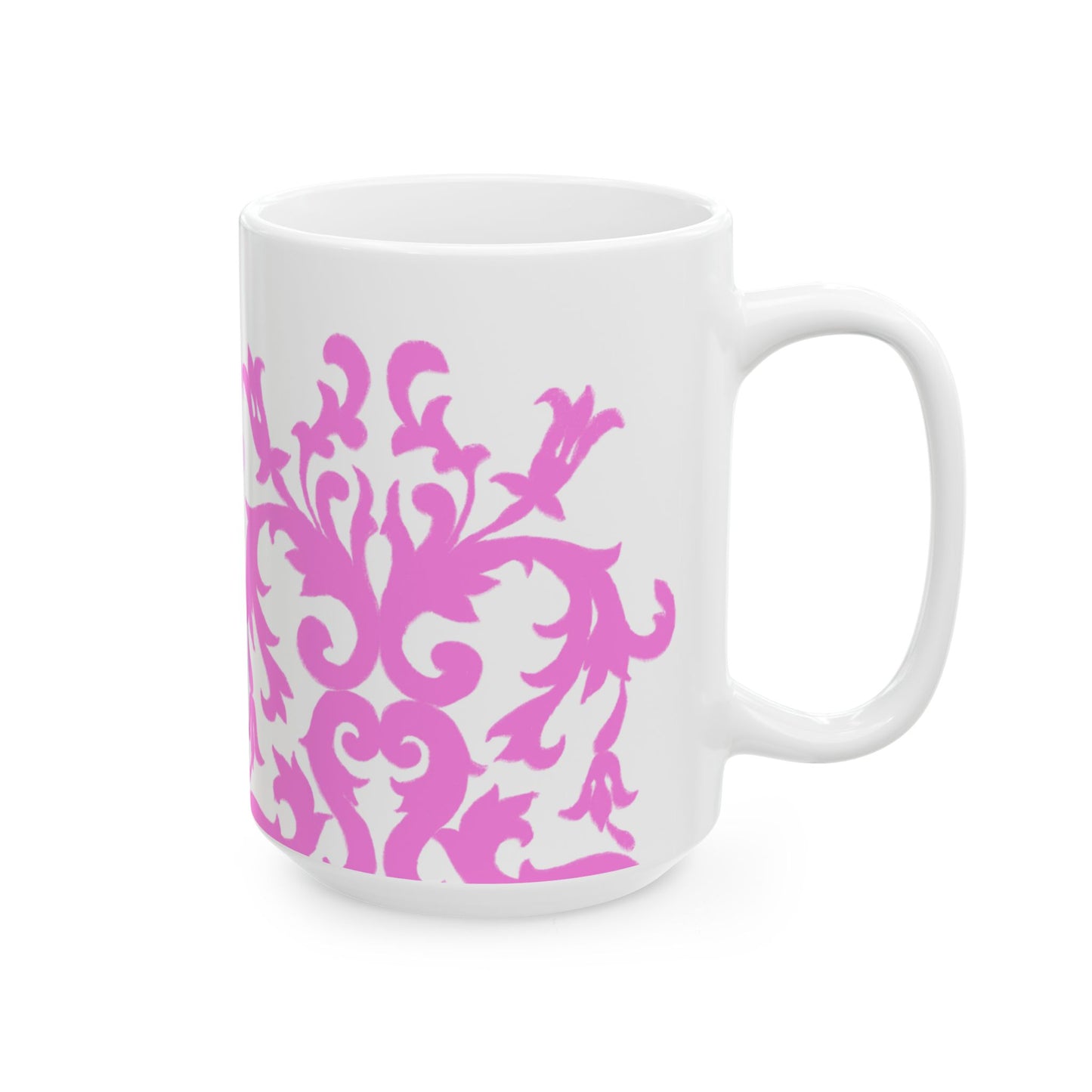 Scrollwork Ceramic Mug Pink Purple
