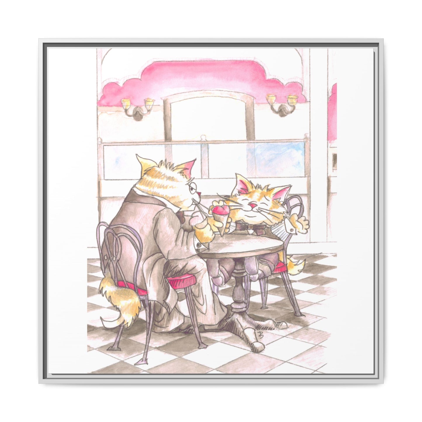 Kitty Fun Matte Canvas Framed