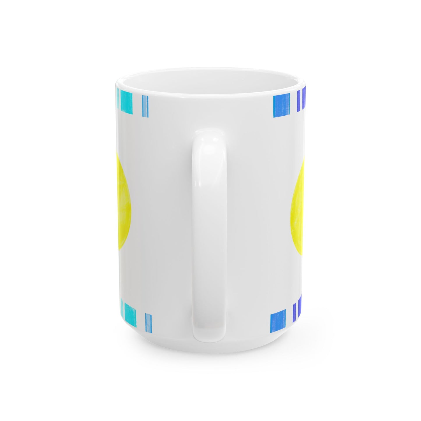 Mega Dot & Stripes Yellow Ceramic Mug, (11oz, 15oz)