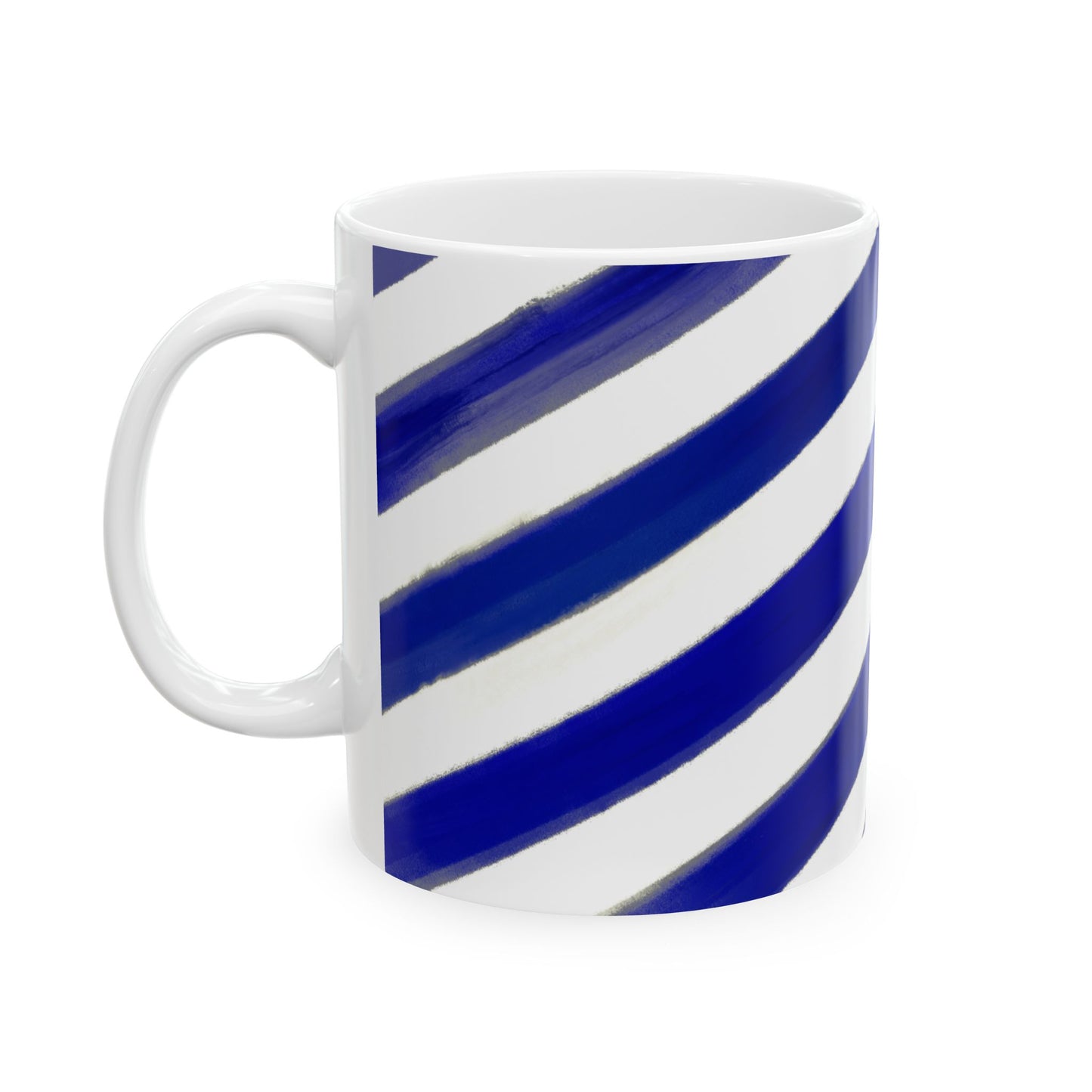 Diagonal Stripe Ceramic Mug in Ultramarine Blue, 11oz