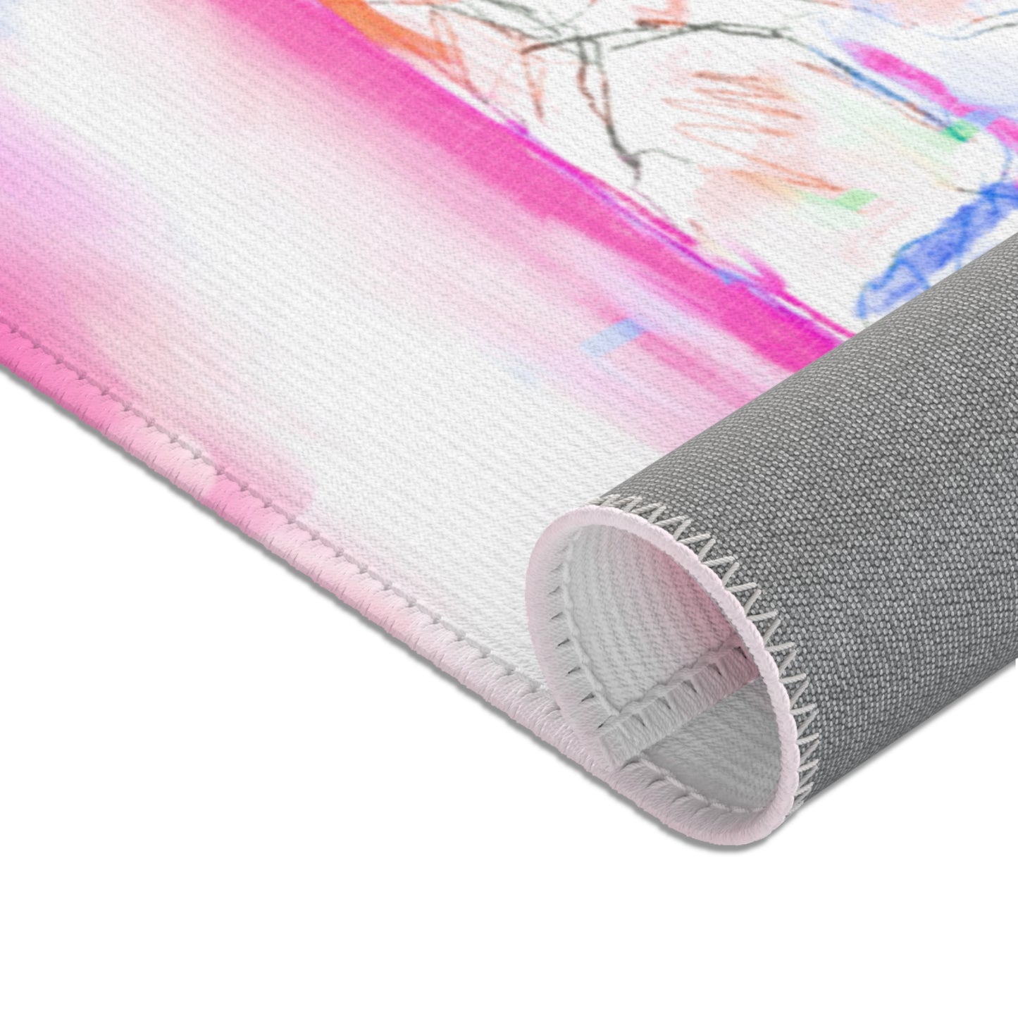 Joyful Landscapes Indoor Area Rug, Raspberry Pink and Green