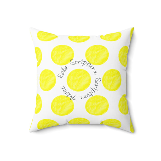 Polka Dot Joy Polyester Square Pillow “Sola Scriptura…”
