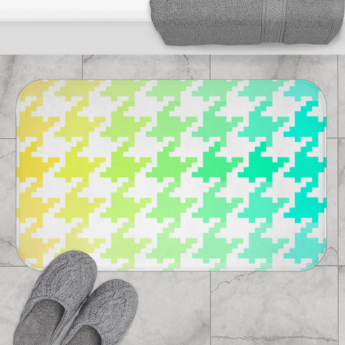 Bath Mats Houndstooth Fun yellow/green