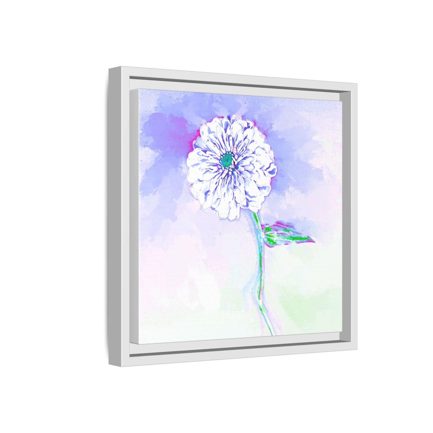 Zinnia Color Splash Matte Canvas Periwinkle Framed