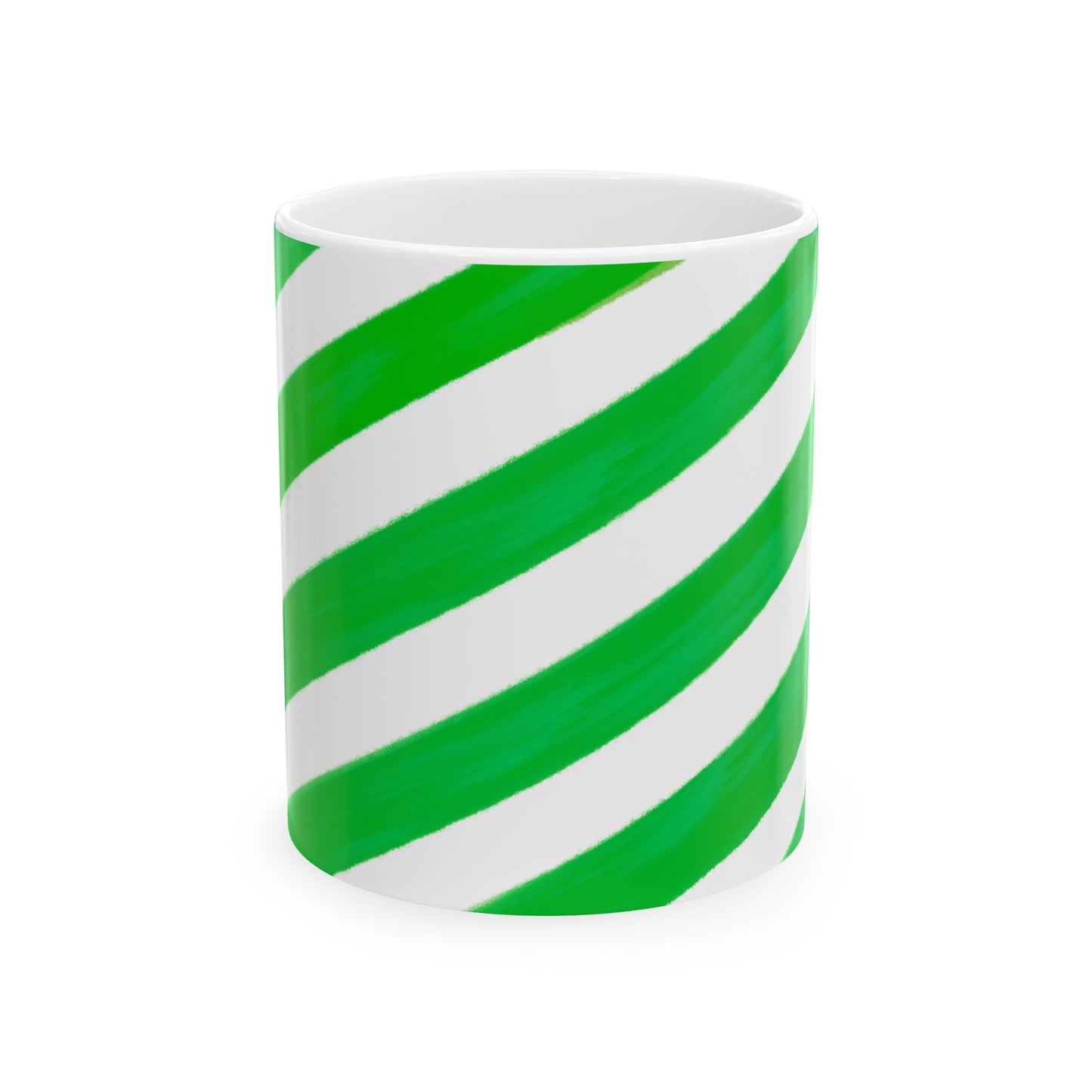 Diagonal Stripe Ceramic Mug in Commercial Green, 11oz