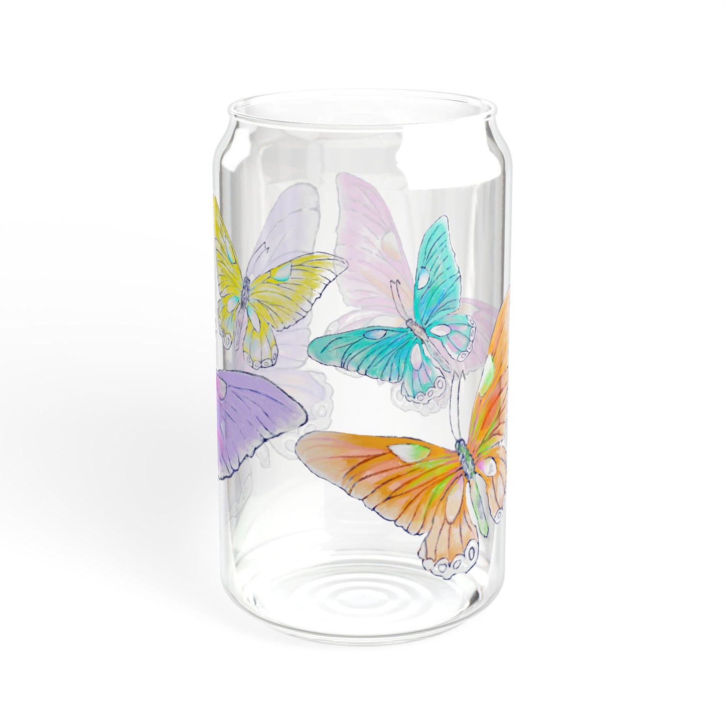 Butterfly Swing, Largest Butterfly is Lilac, Sipper Glass, 16oz, Choose With or Without lid