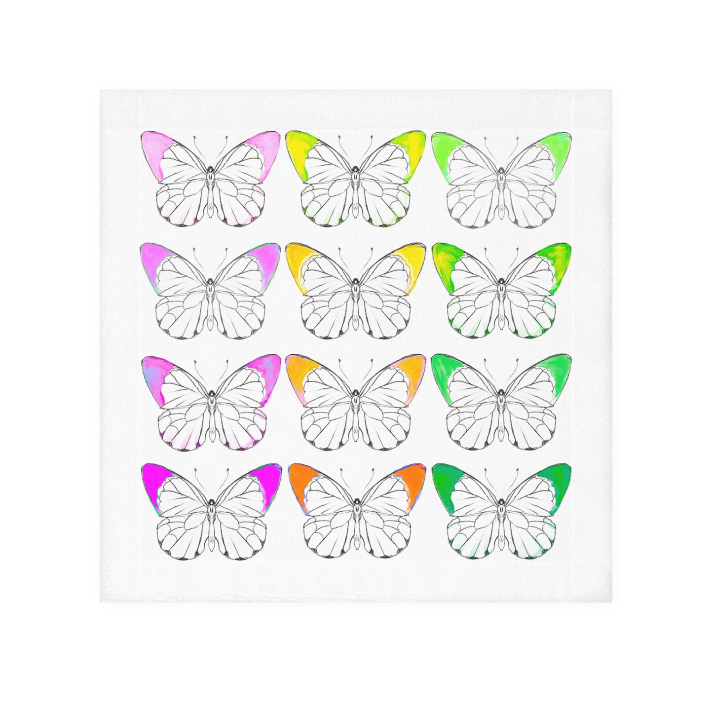Face Towels Color Tipped Butterflies