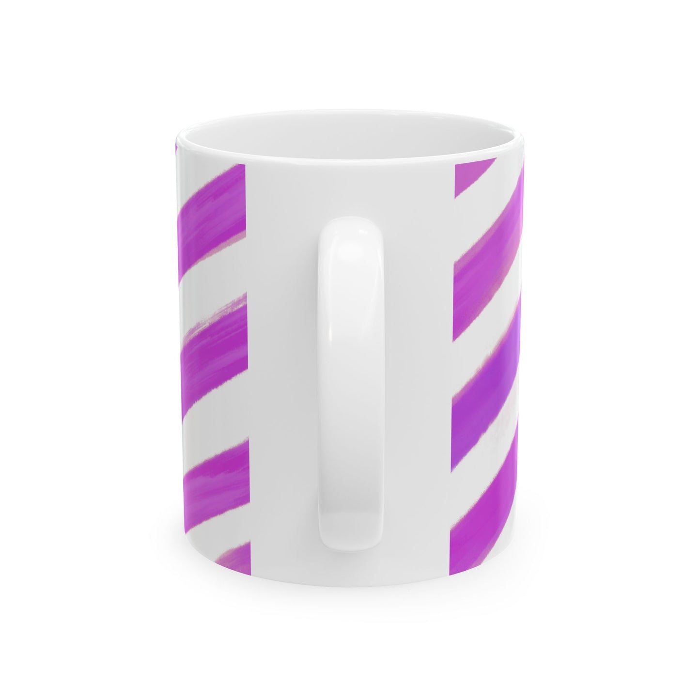 Diagonal Stripe Ceramic Mug in Rose Purple, 11oz