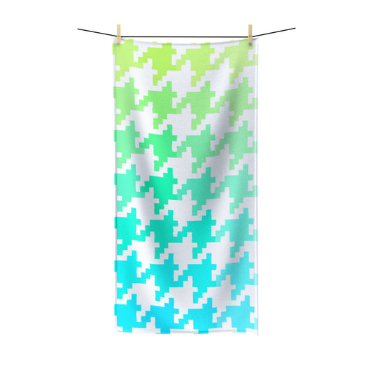 Houndstooth Fun Polyester Towel Green/ Aqua