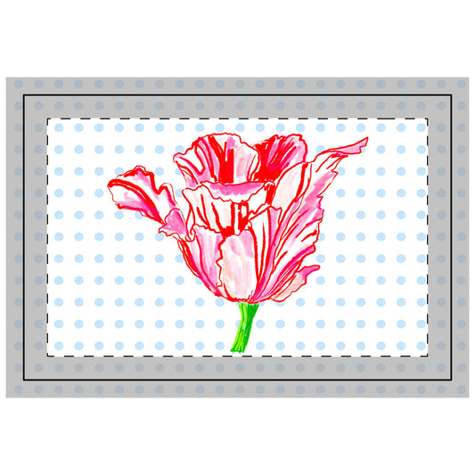 Vibrant Tulips Quilted Placemat Small Blue Polka Dot