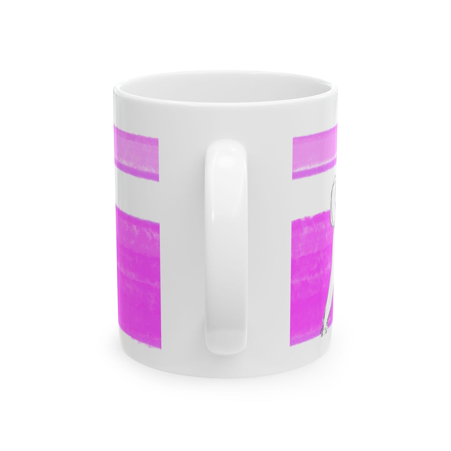 Mega Stripe Dogi Butterfly Flutter Ceramic Mug, (11oz, 15oz),  Purplish Pink Poodle