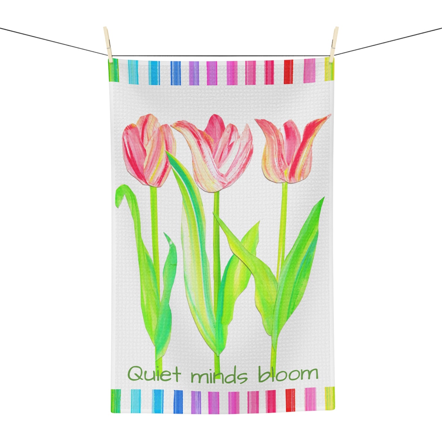 Vibrant Tulip Microfiber Tea Towel Quiet minds bloom