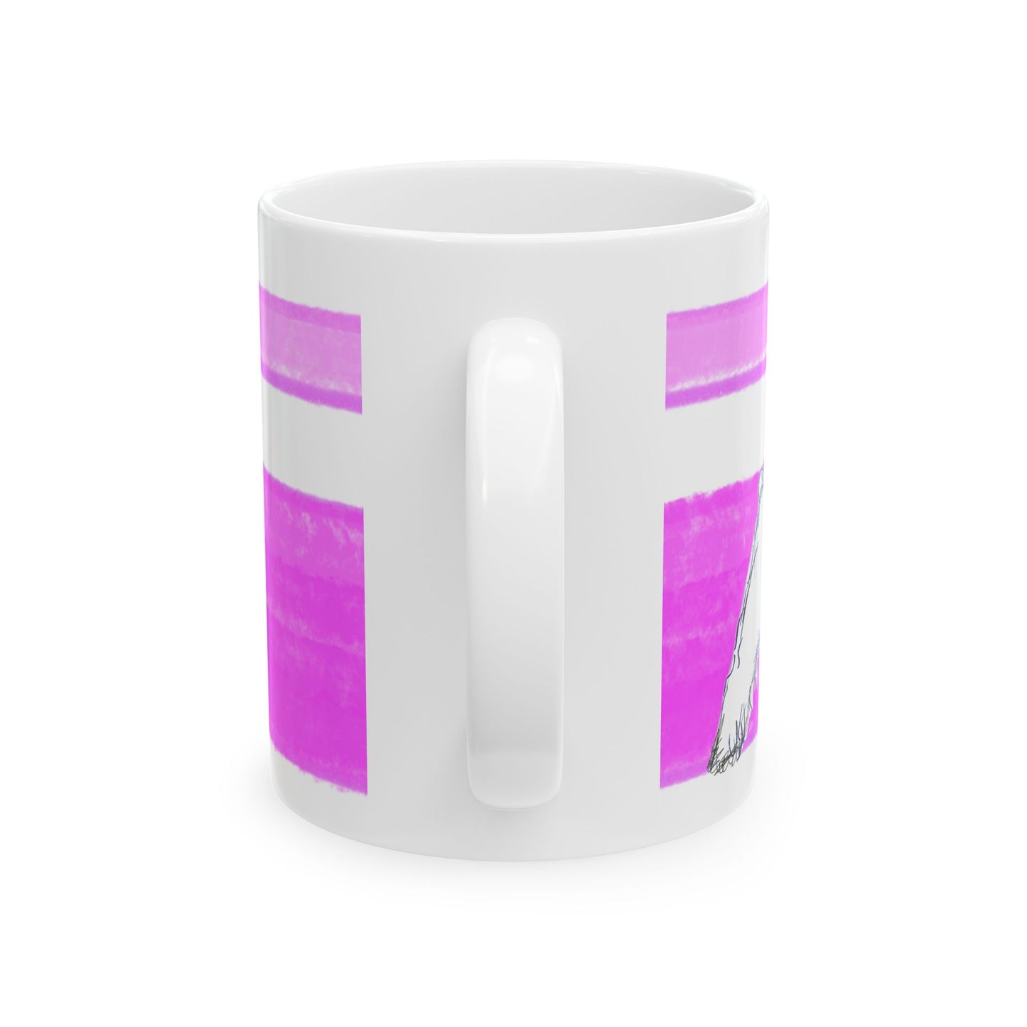 Mega Stripe Dogi Butterfly Flutter Ceramic Mug, (11oz, 15oz),  Purplish Pink Schnauzer