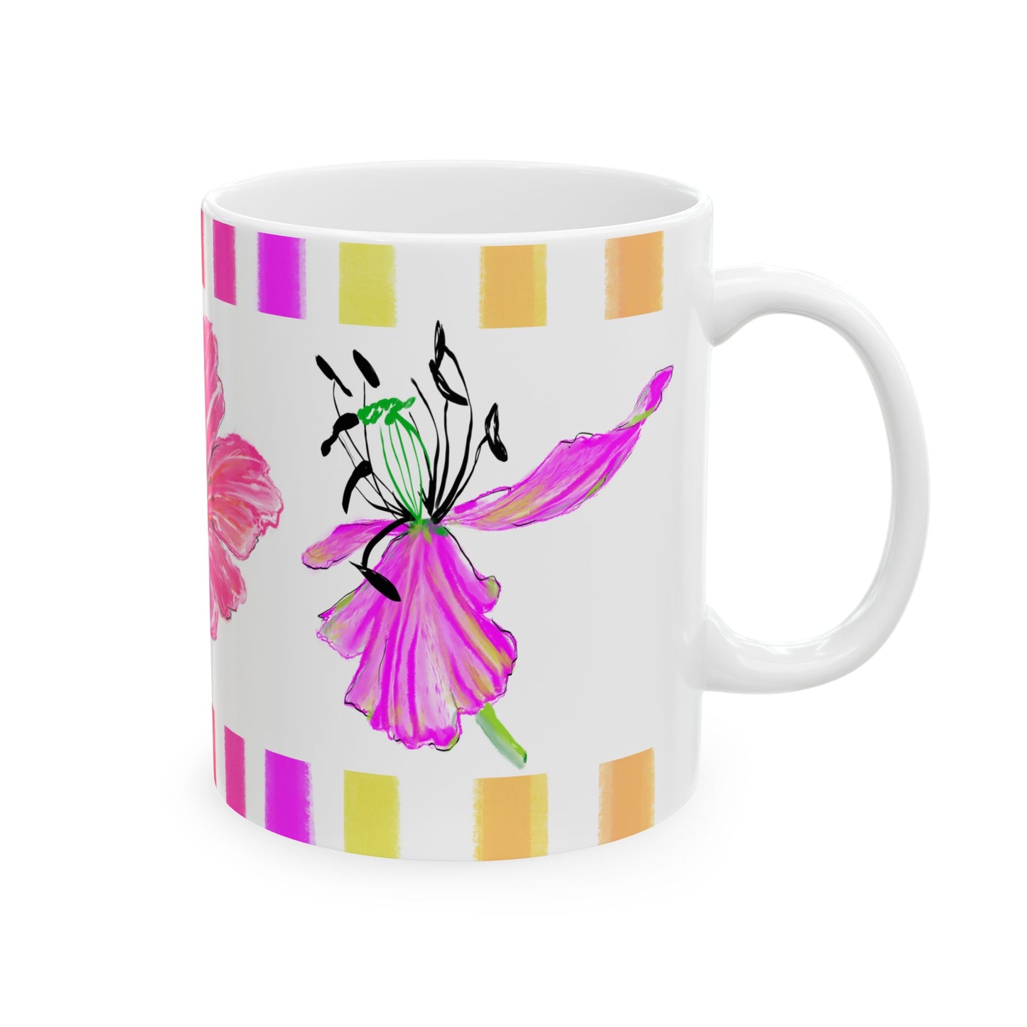Tulip Love Ceramic Mug, (11oz, 15oz) Pink, Orange