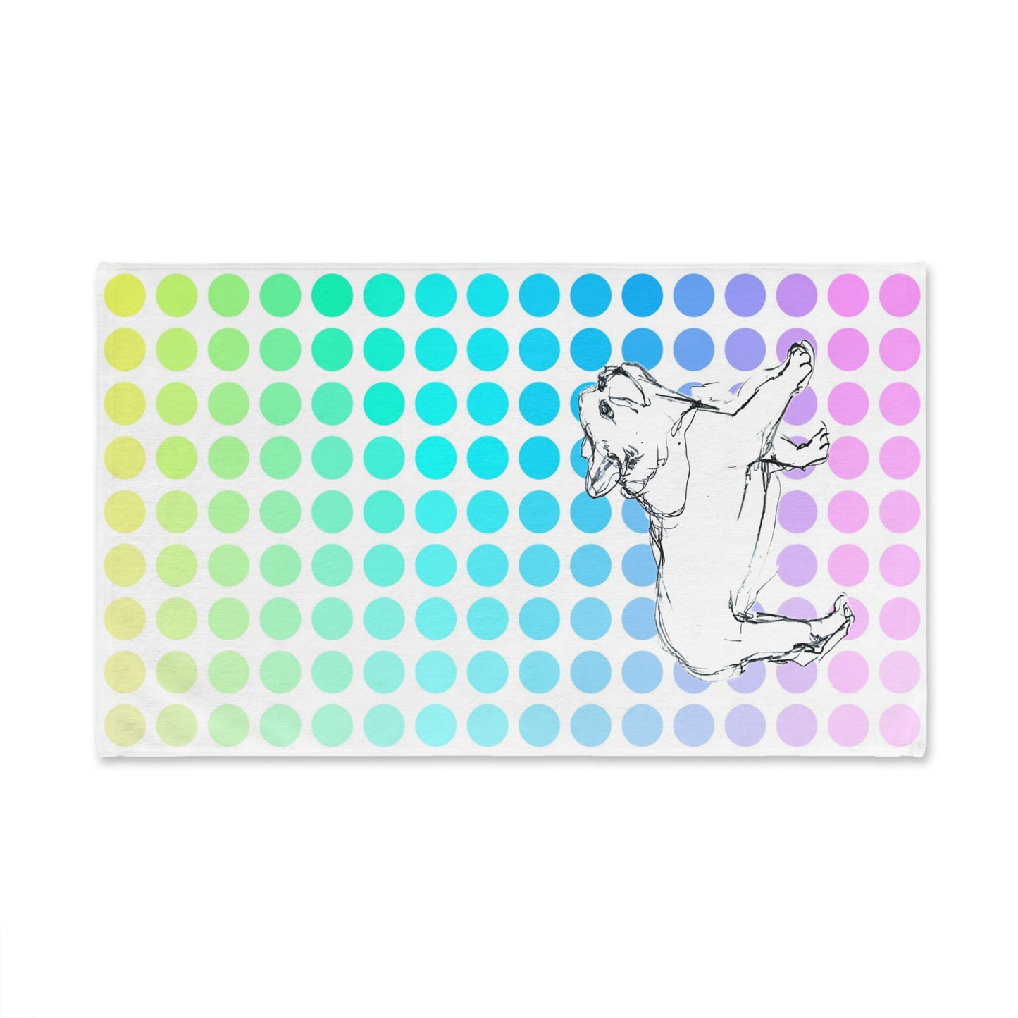 Dogi Fun Hand Towel, French Bulldog and Multi-Color Polka Dots