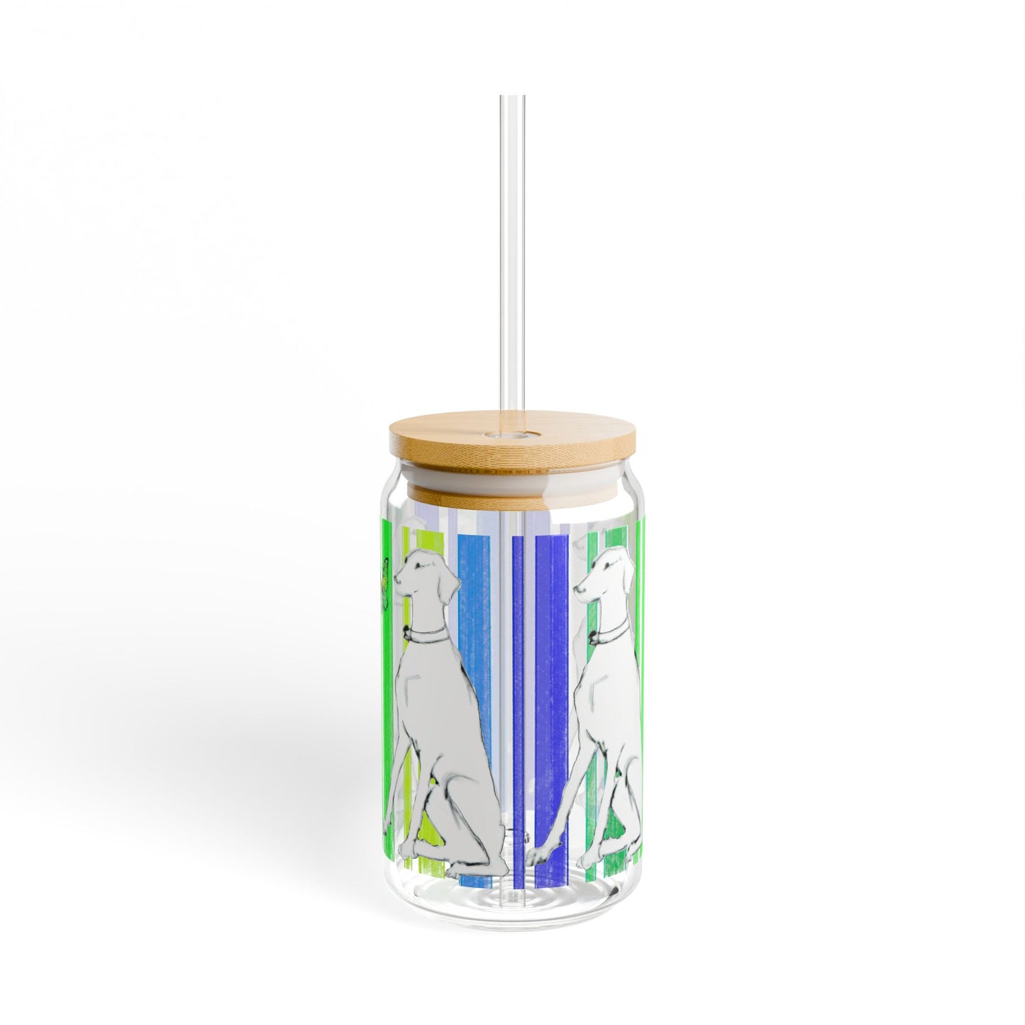 Dogi Butterfly Flutter  Sipper Glass, 16oz, Tall Dog