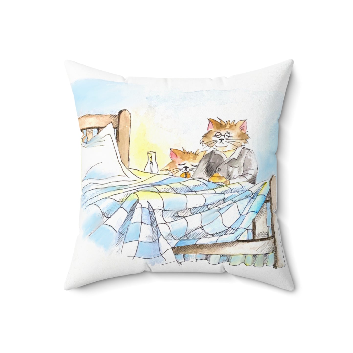 Kitty Fun Polyester Square Pillow "Be anxious for..."