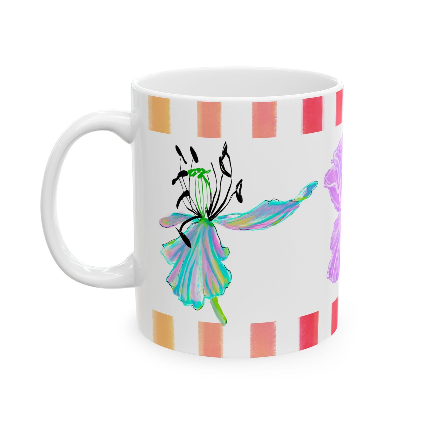 Tulip Love Ceramic Mug, (11oz, 15oz) Lilac, Aqua